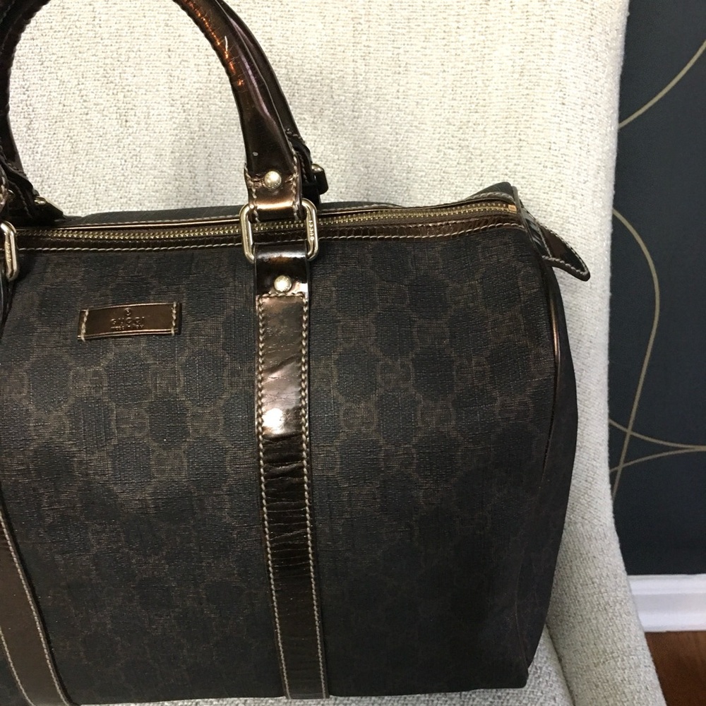 Authentic GUCCI Boston satchel bag brown gold - Picture 4 of 15